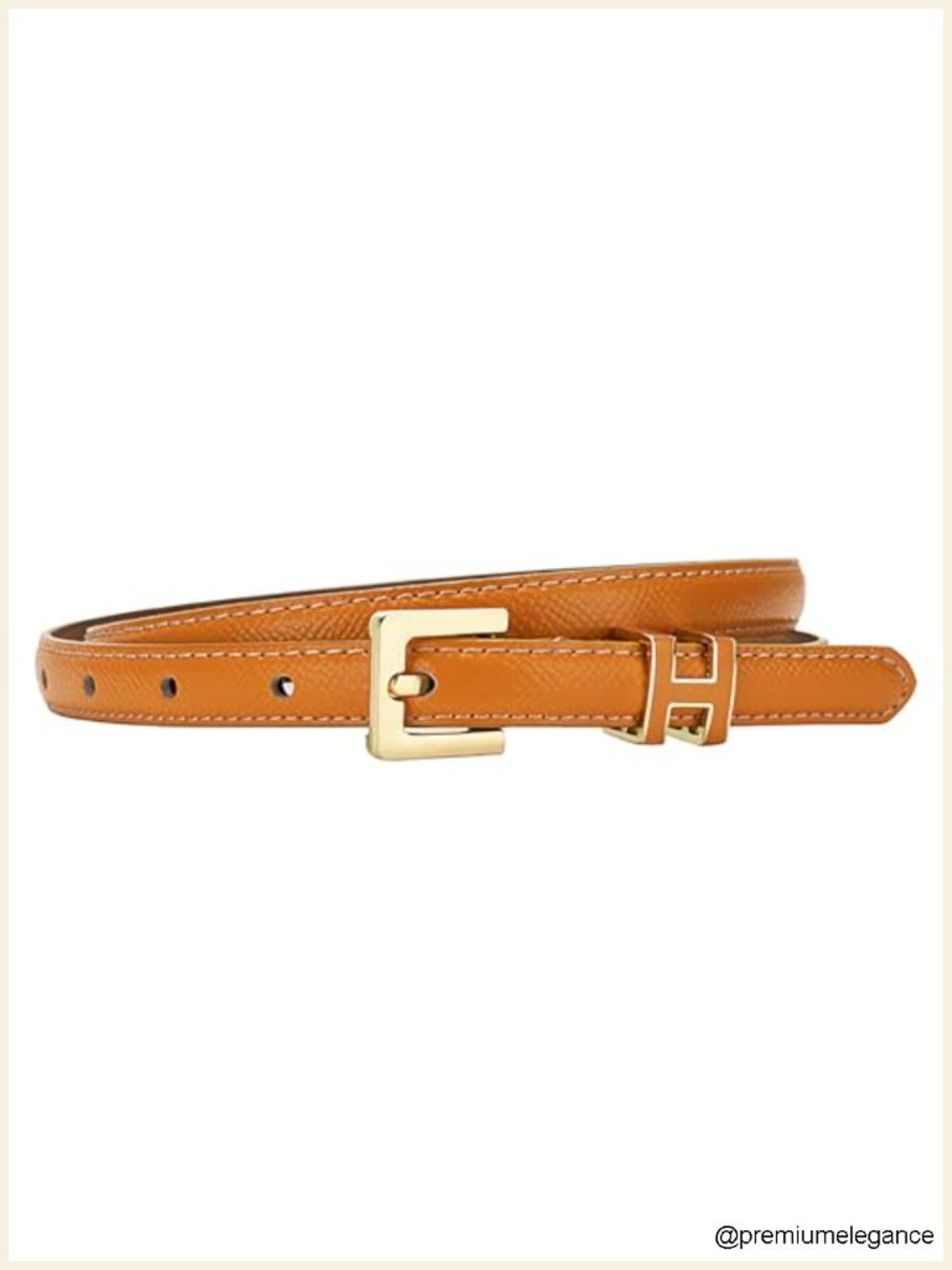 Women Skinny Leather Belt with Gold Plated Pin Buckle